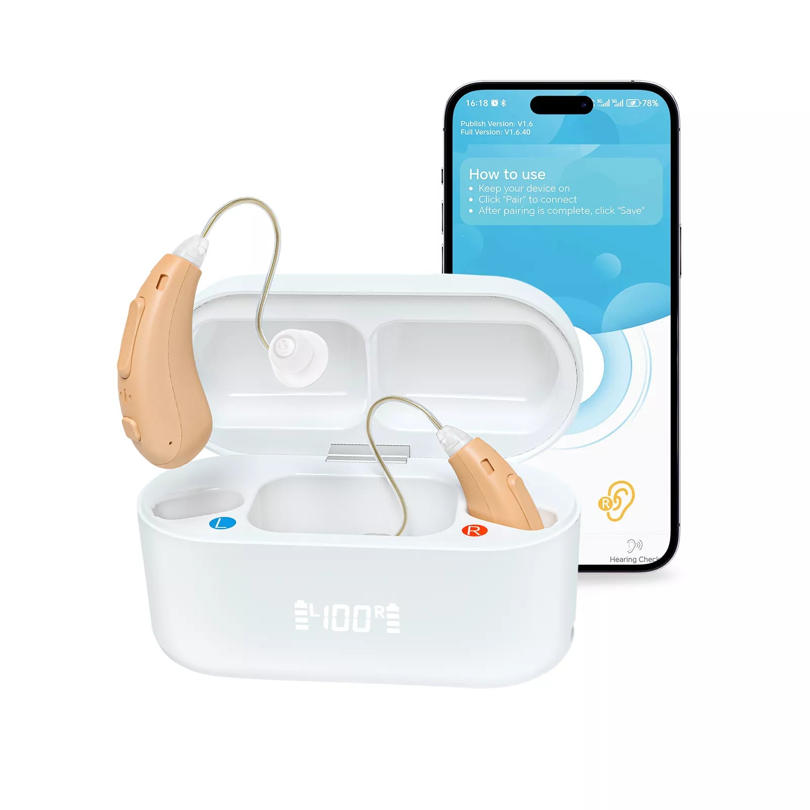 HearingAs™ Self-fitting OTC Bluetooth Hearing Aids