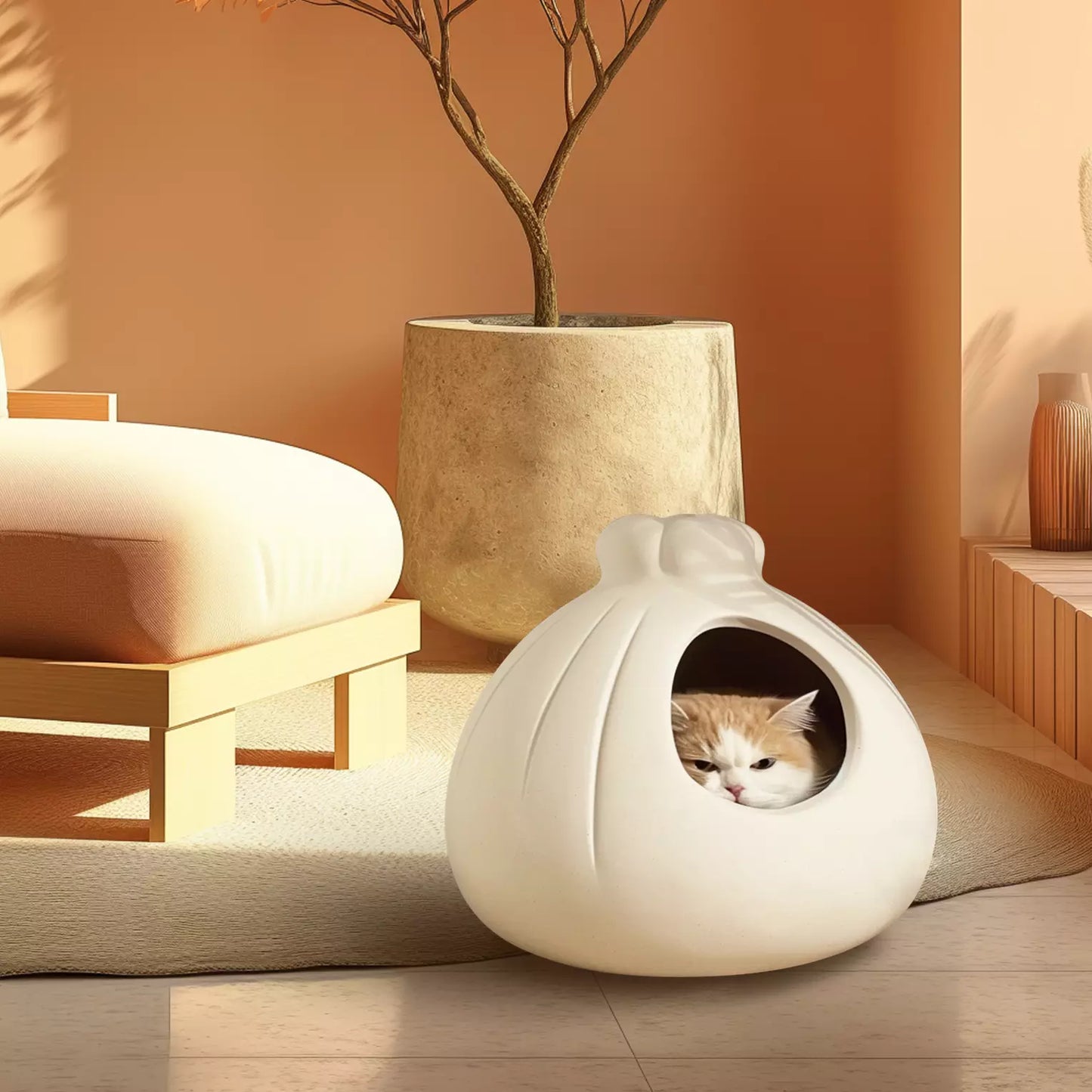 Customizable 3D-Printed Cute Cat Bed, Cozy & Chic Haven for Small and Medium Cats